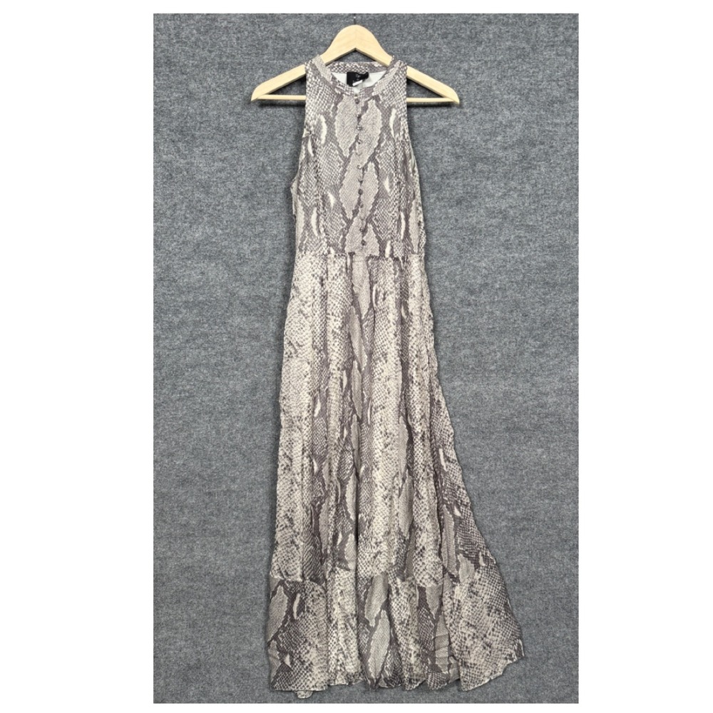 DVF Diane Von Furstenberg Size 2 Maxi Dress Silk Snakeskin Ruffled Hem Evening‎